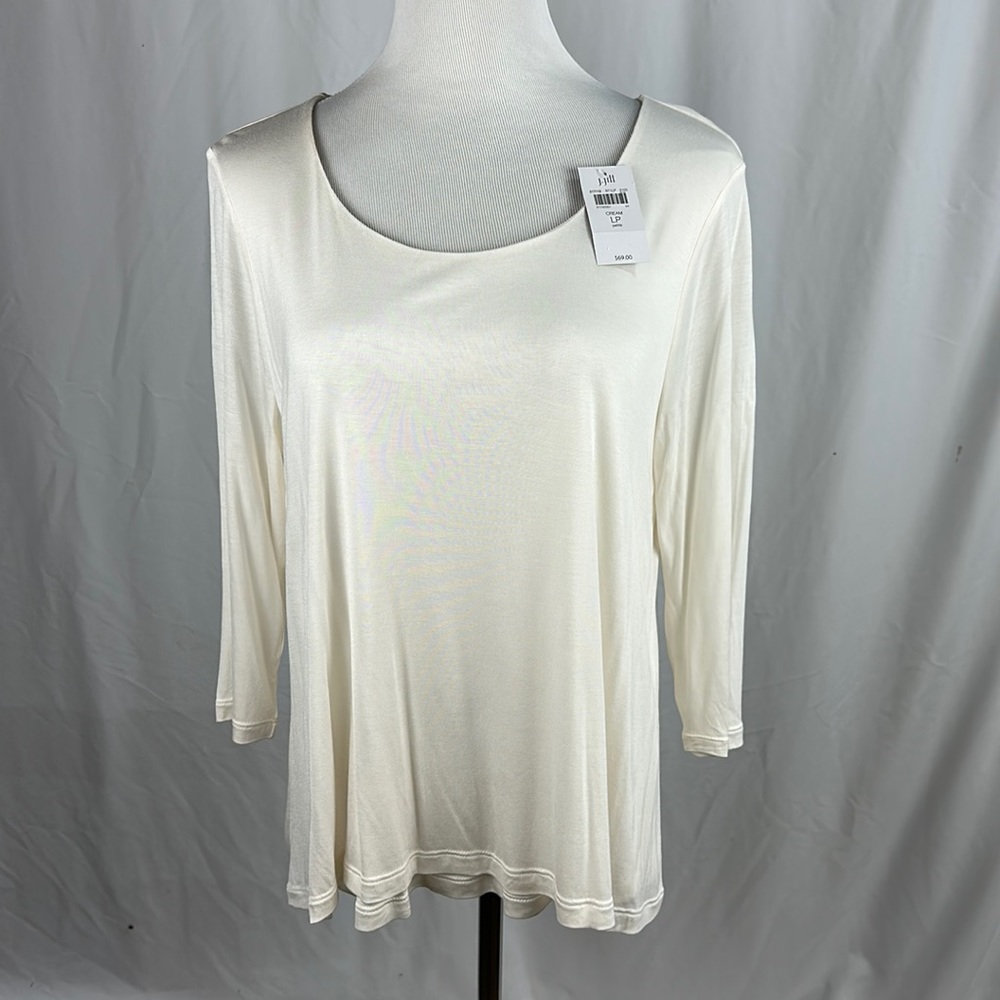 NWT PureJill Cream Supersoft 3/4 Sleeve Elliptical Tee Tunic